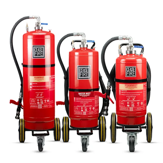 Ceasefire EN Approved Quad Wheeled Extinguisher, Watermist, Foam Mist and Green Foam Mist (EN 1866)