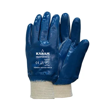 Karam Fully Nitrile Coated Gloves, Cotton Jersey Liner