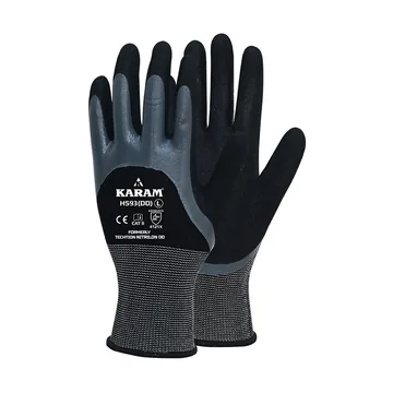 Karam Sandy over Flat Nitrile Coated Gloves, 15 Gauge Liner