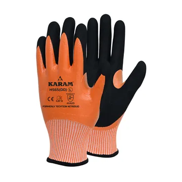 Karam Cut Level D HPPE Gloves, Double Dipped Sandy Nitrile