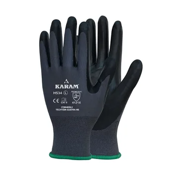 Karam Nitrile Sponge Coated Gloves, Polyester Liner