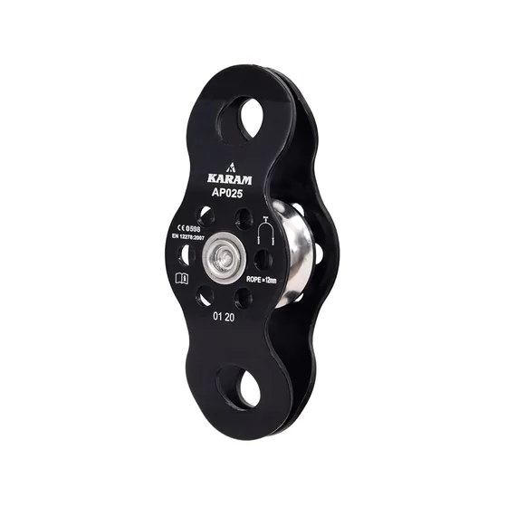 Karam Small Single Pulley, Double Side Attachment, Stainless Steel Sheave