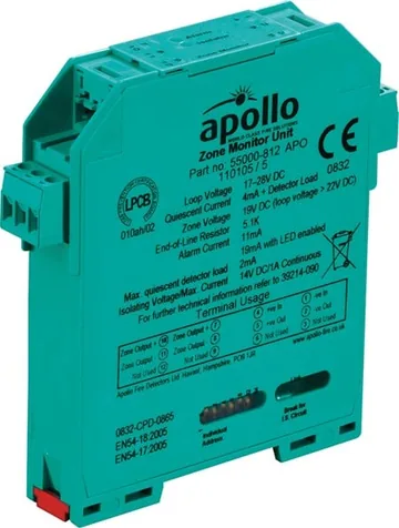 Apollo XP95 DIN-Rail Zone Monitor Module, Isolating