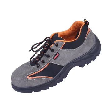 Karam FS69 Executive Grey and Orange Suede Sporty Safety Shoes