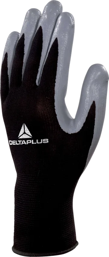 Delta Plus VE712GR Polyester Gloves, Nitrile Coated