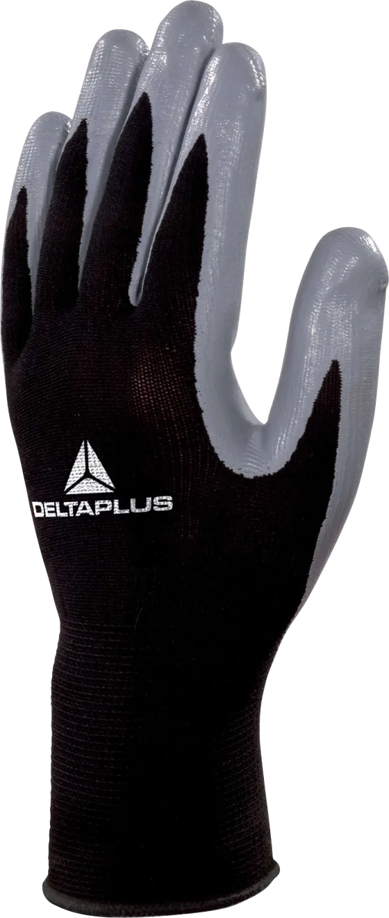 Delta Plus VE712GR Polyester Gloves, Nitrile Coated
