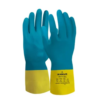Karam Neoprene over Latex Chemical Gloves, Bi-Colour
