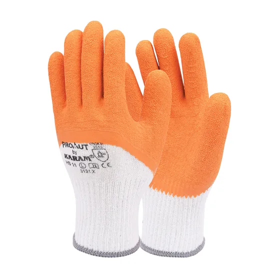 Karam Crinkle Latex Coated Gloves, Polycotton Liner