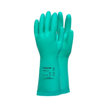 Karam Frontier Green Nitrile Chemical Gloves, Flock Lined
