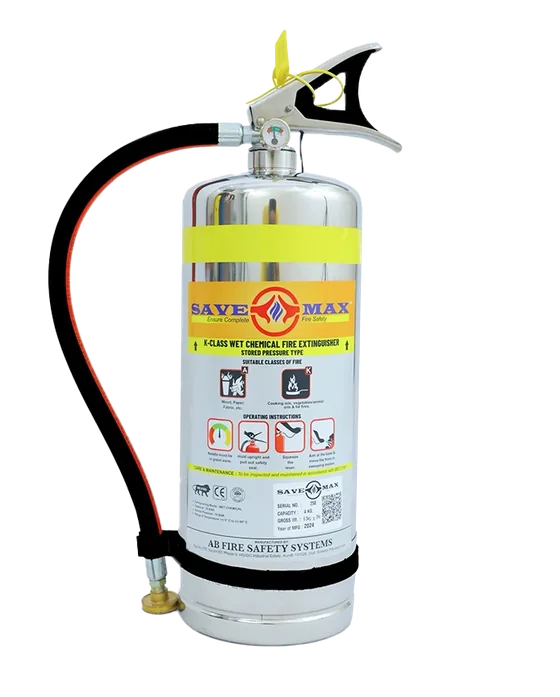 Savemax Kitchen Fire Extinguisher, Wet Chemical Class F, Stored Pressure, Stainless Steel (2 to 6 Litre)