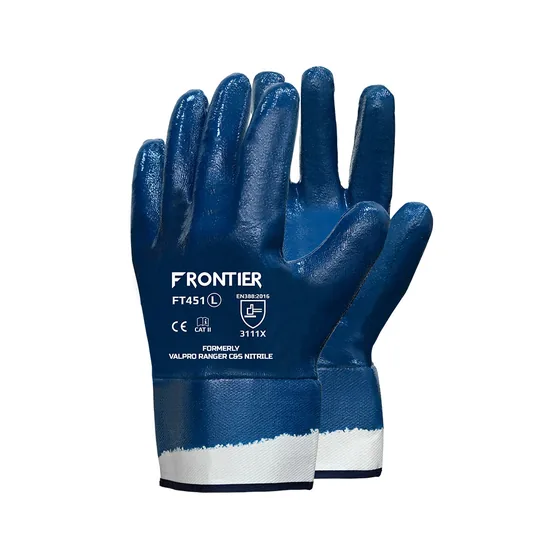 Karam Frontier Fully Nitrile Coated Gloves, Jersey Liner, Safety Cuff