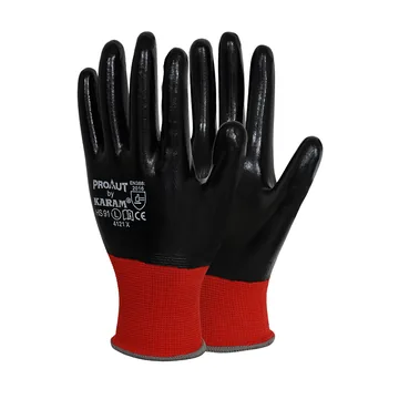 Karam Fully Nitrile Coated Gloves, Polyester Liner