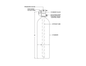 Honeywell Seamless Clean Agent Cylinder, 34 L to 180 L