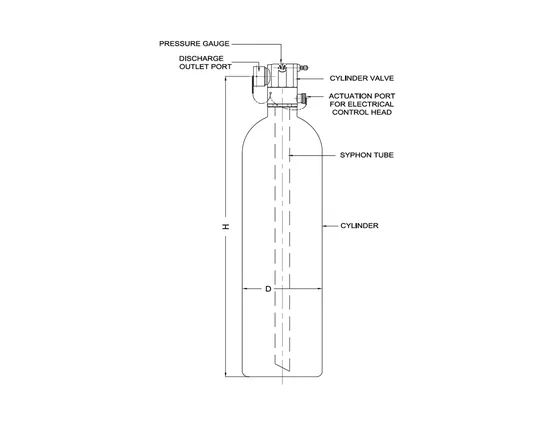 Honeywell Seamless Clean Agent Cylinder, 34 L to 180 L