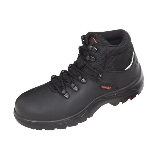 Karam FS231 High Ankle Grain Leather Safety Shoes, Netlon Lining