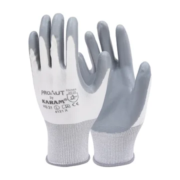 Karam Smooth Nitrile Coated Gloves, Low Lint Polyester Liner
