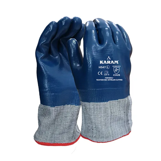 Karam Heavy Duty Fully Nitrile Coated Gloves, Nylon/Polyester Liner