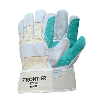 Karam Frontier Split Leather Gloves, Double Palm, Rubberised Cuff