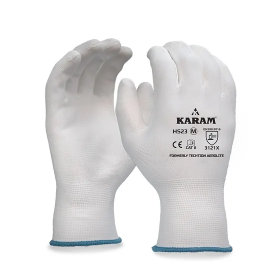 Karam PU Palm Coated Work Gloves, Polyester Liner