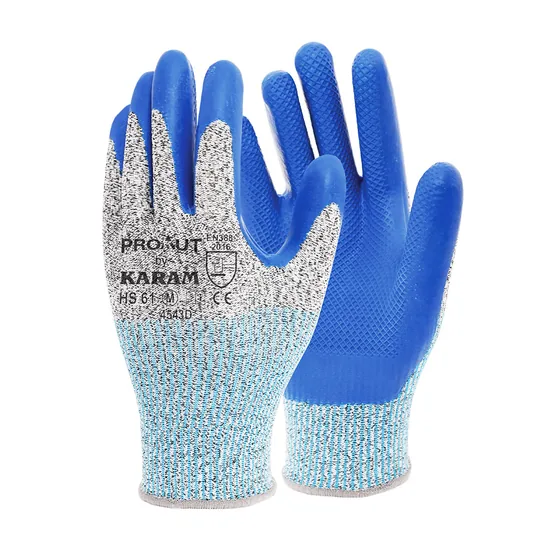 Karam HPPE Cut Resistant Gloves with Embossed Latex Palm