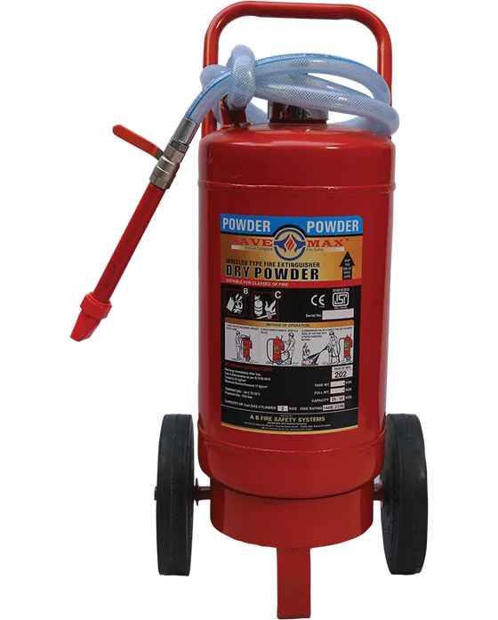 Savemax BC Powder (DCP) Trolley Extinguisher, CO2 Stored Pressure, 25 to 75 Kg