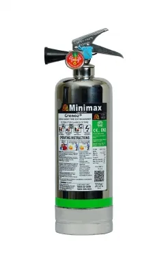 Minimax Grenoz Clean Agent Fire Extinguisher, Stored Pressure, Stainless Steel Body