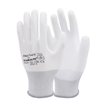 Karam Low Lint PU Coated Gloves, Polyester Liner