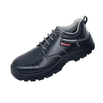 Karam Rugged Black Leather Safety Shoes, Nitrile Sole
